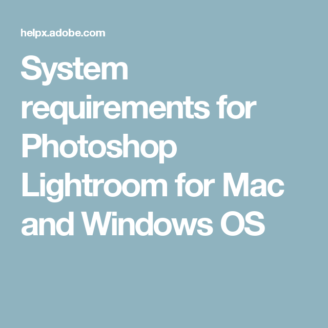 system requirements for photoshop mac